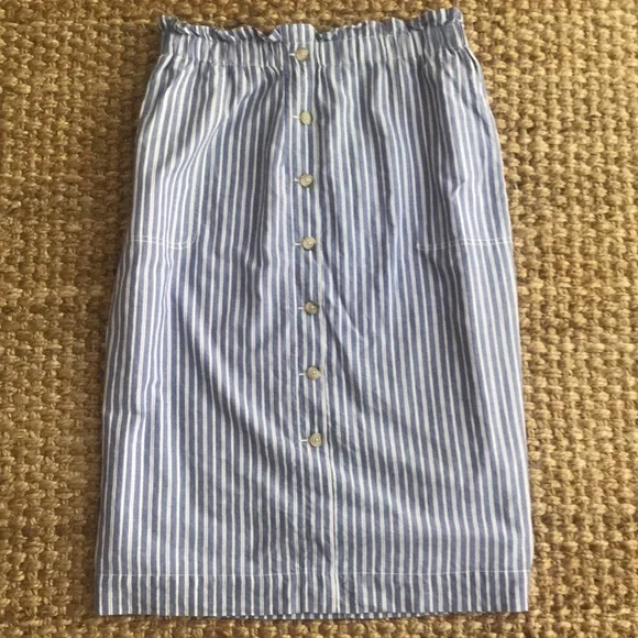 New: Madewell Paperbag Button Front Midi Skirt with Pockets - Picture 5 of 14